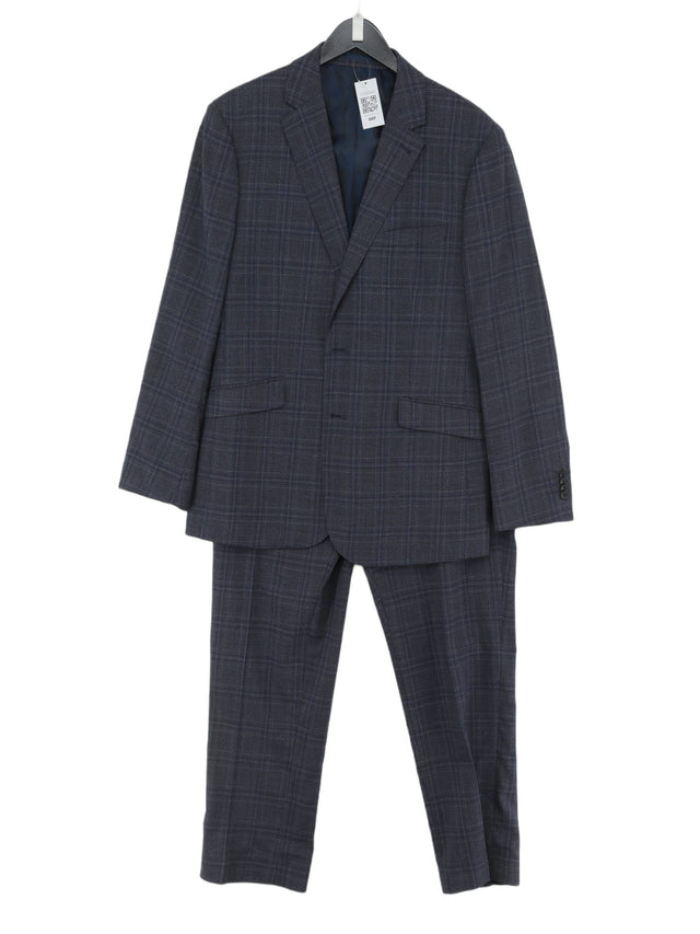 Simon Carter Men's Two Piece Suit M Blue Wool with Other, Polyester, Viscose