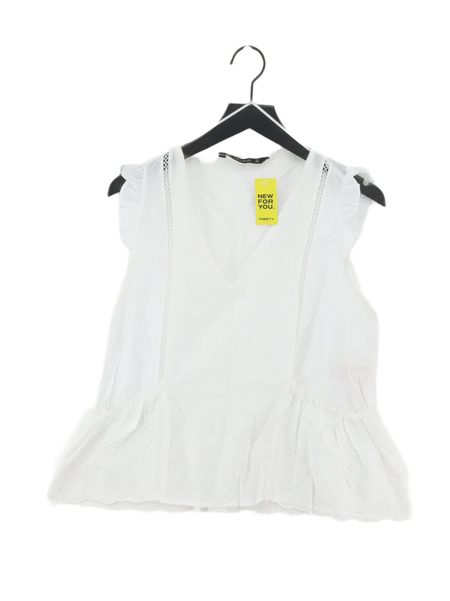 Zara Basic Women's Blouse XL White 100% Polyester