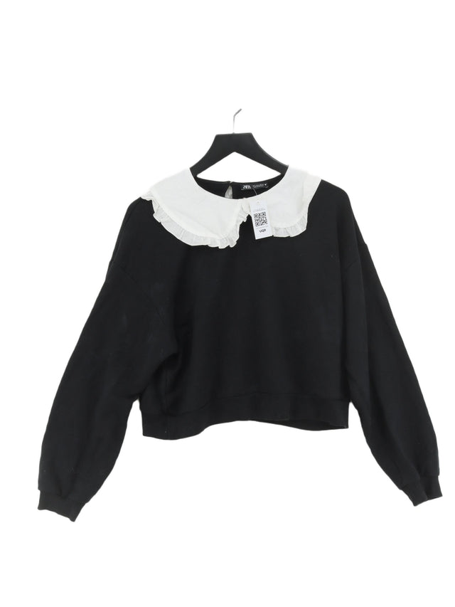 Zara Women's Jumper L Black Cotton with Elastane