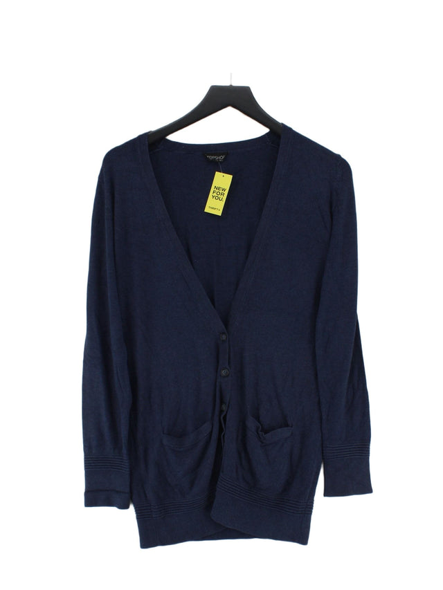 Topshop Women's Cardigan UK 10 Blue Viscose with Nylon