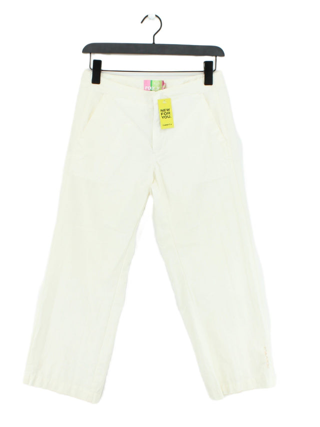 Roxy Women's Trousers W 28 in White Cotton with Polyamide
