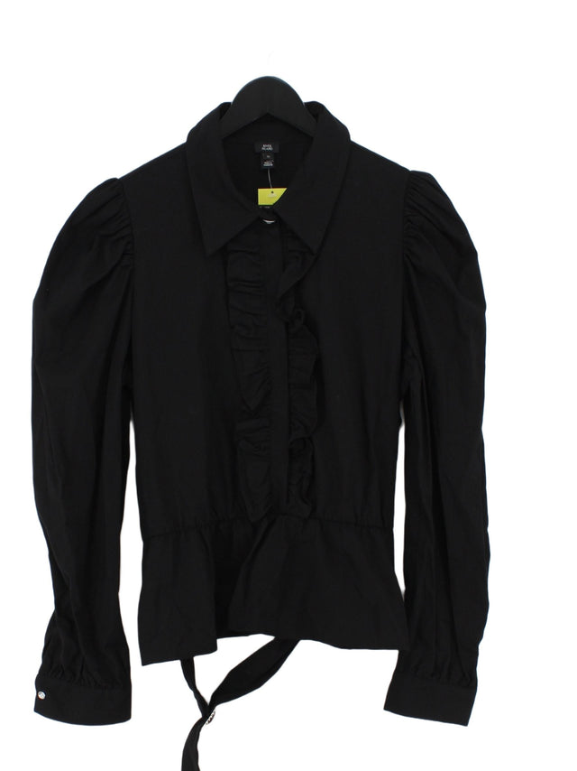 River Island Women's Shirt UK 16 Black Cotton with Other