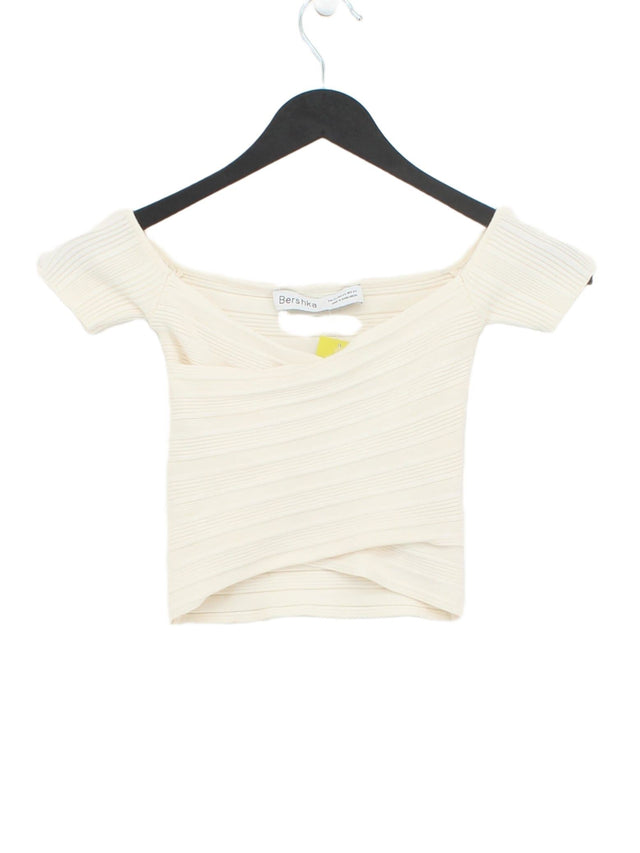 Bershka Women's Top XS White Viscose with Polyamide