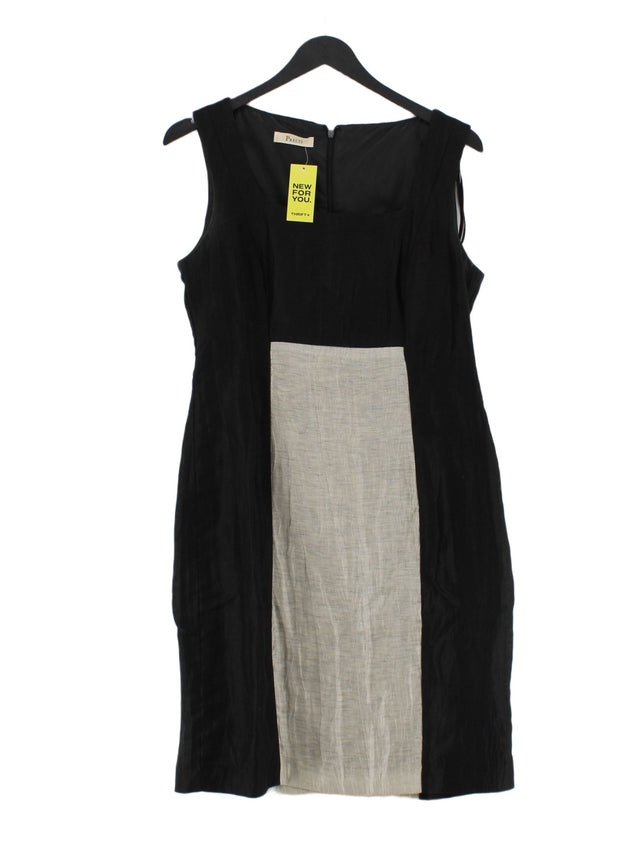 Precis Women's Midi Dress UK 12 Black Linen with Polyamide, Polyester