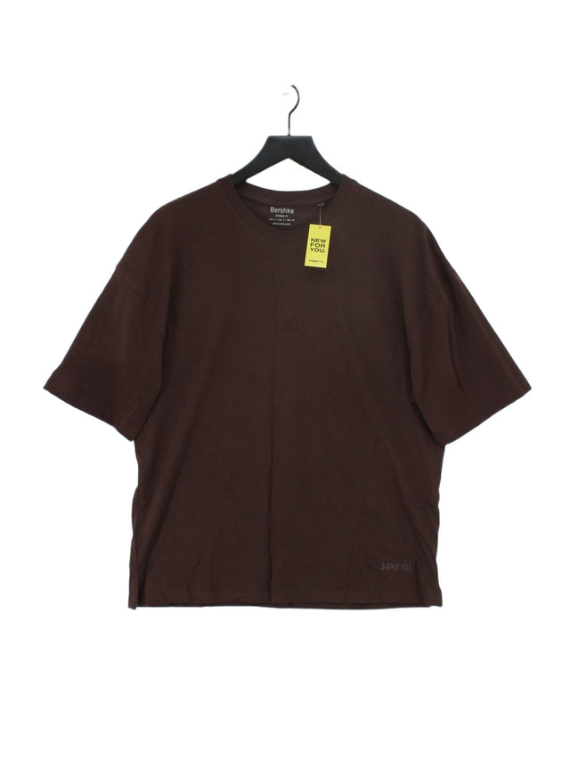 Bershka Men's T-Shirt S Brown 100% Cotton