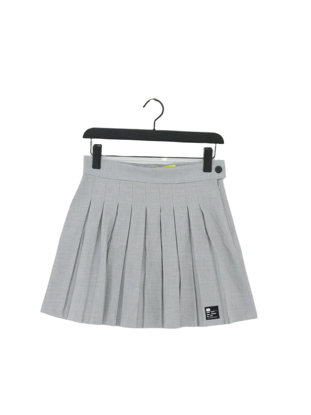 Bershka Women's Mini Skirt L Grey Polyester with Elastane, Viscose