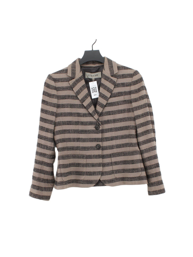 Jigsaw Women's Blazer UK 12 Brown Cotton with Elastane, Linen, Other, Viscose