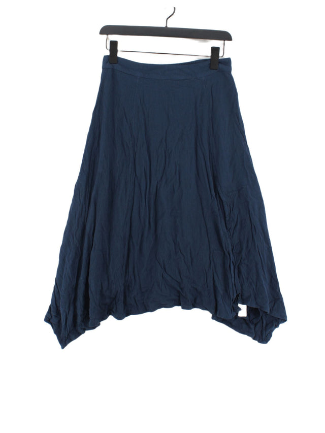 FatFace Women's Midi Skirt UK 10 Blue 100% Viscose