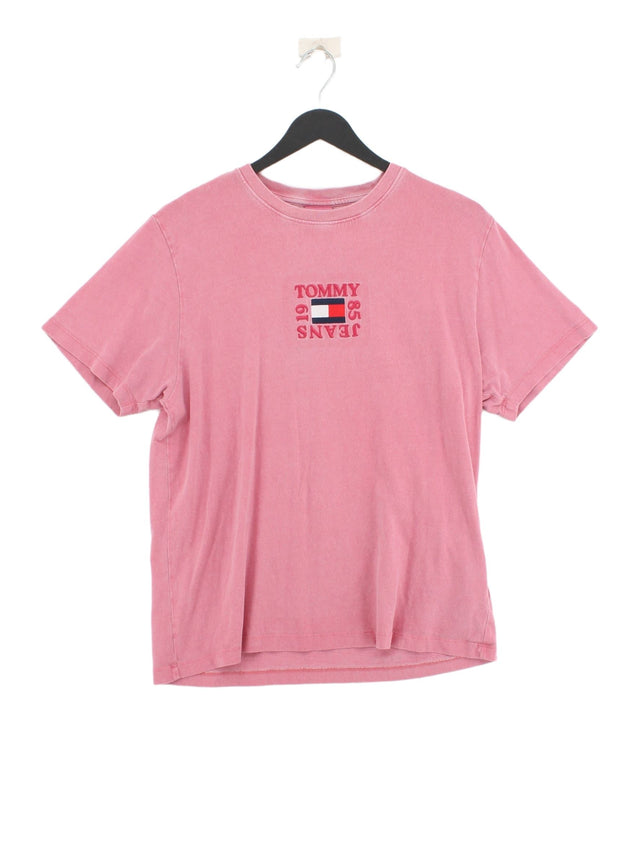 Tommy Jeans Men's T-Shirt M Pink 100% Cotton
