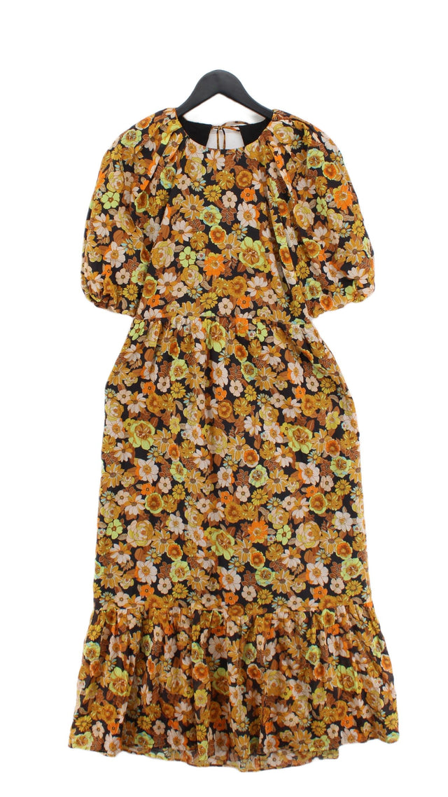 Topshop Women's Midi Dress UK 10 Orange Cotton with Polyester