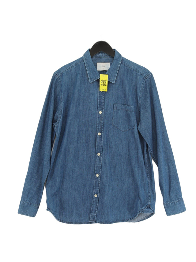 Folk Men's Shirt Chest: 42 in Blue 100% Cotton