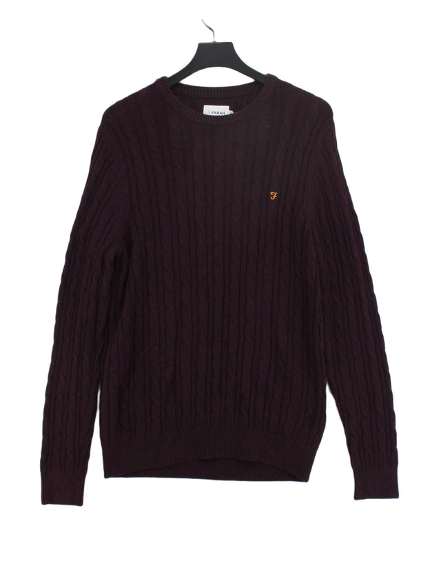 Farah Men's Jumper M Purple Cotton with Polyamide