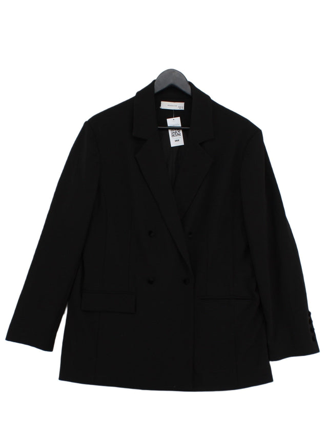 Reserved Women's Blazer UK 14 Black Polyester with Elastane