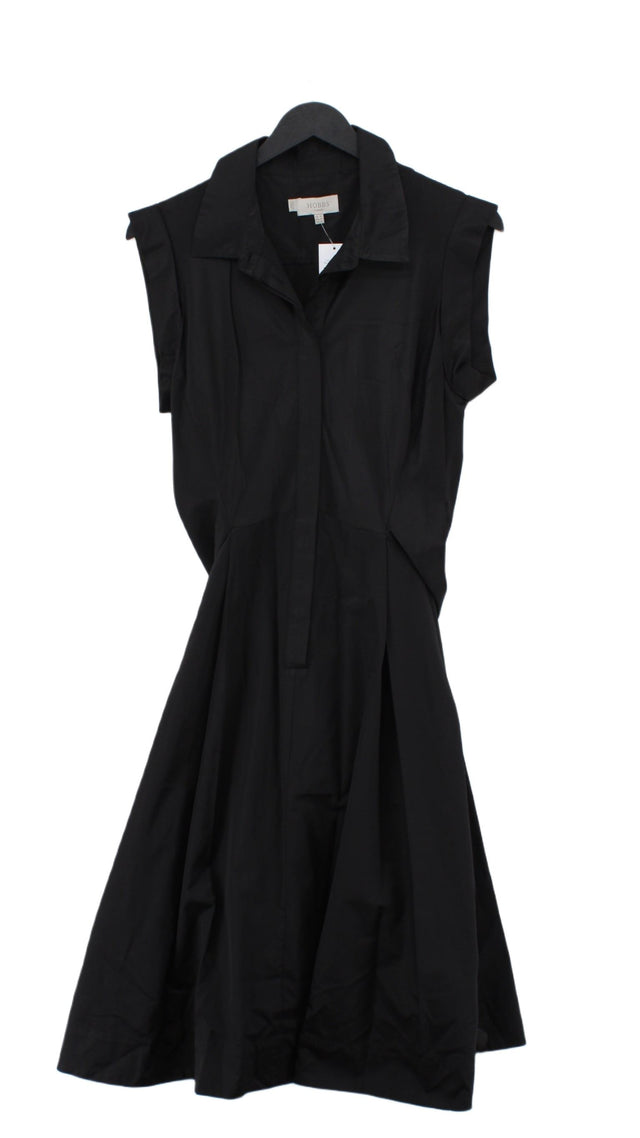 Hobbs Women's Midi Dress UK 14 Black Polyester with Cotton