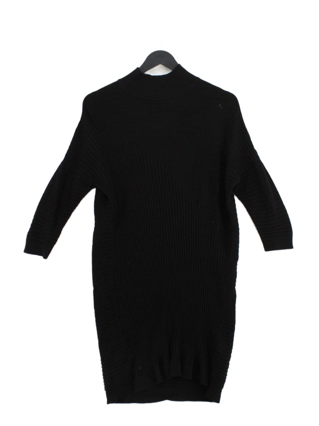 River Island Women's Midi Dress UK 6 Black Acrylic with Cotton