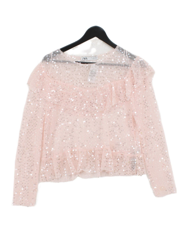 Zara Women's Top L Pink 100% Polyester