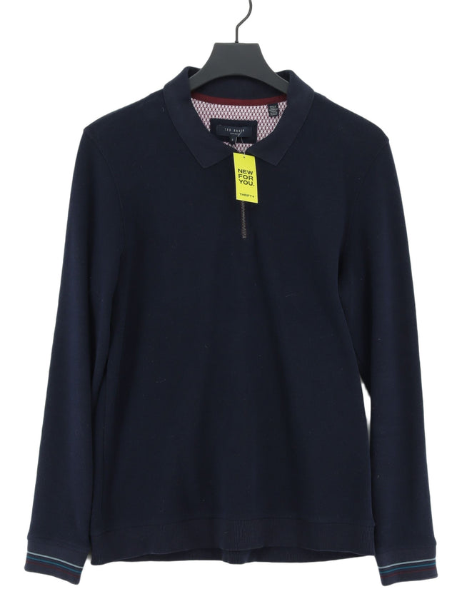 Ted Baker Men's Jumper Chest: 36 in Blue Polyester with Cotton, Viscose