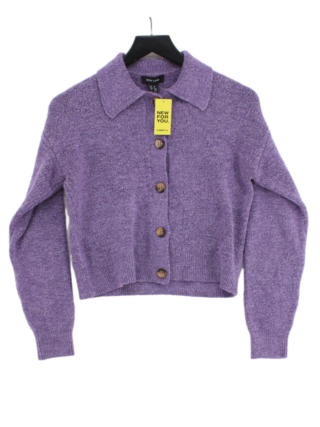 New Look Women's Cardigan UK 6 Purple Polyester with Elastane