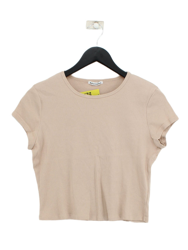 Reformation Women's T-Shirt XL Cream Cotton with Spandex