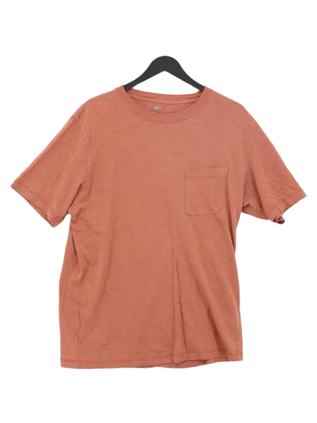 Uniqlo Men's T-Shirt L Brown 100% Cotton