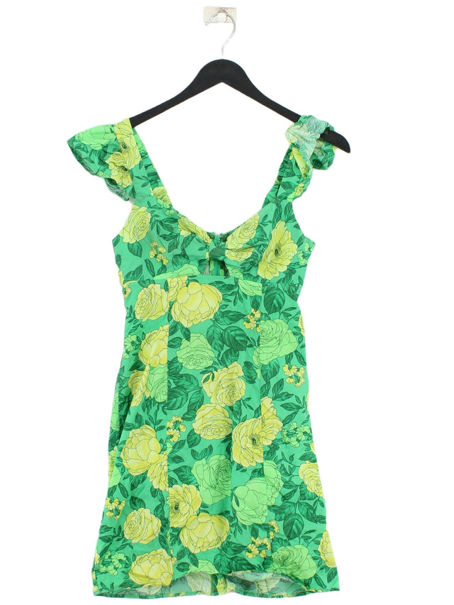 Topshop Women's Mini Dress UK 6 Green 100% Cotton