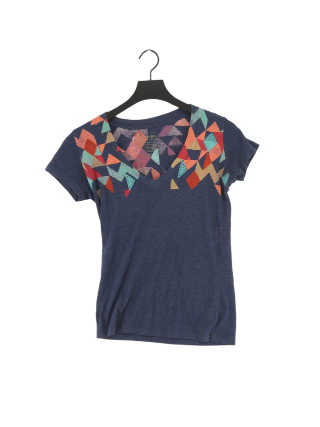 Fossil Women's T-Shirt XS Blue Cotton with Polyester