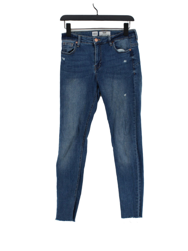 Bershka Women's Jeans UK 12 Blue Cotton with Elastane, Polyester