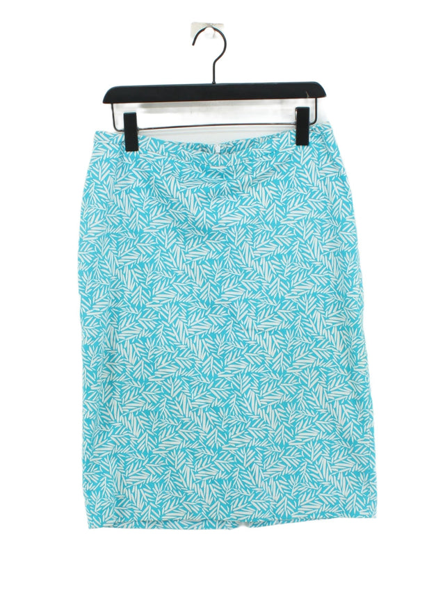 Pure Women's Midi Skirt UK 14 Blue Cotton with Elastane