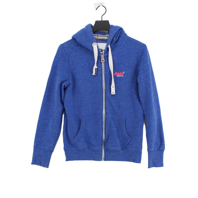 Superdry Women's Hoodie M Blue Elastane with Cotton, Polyester