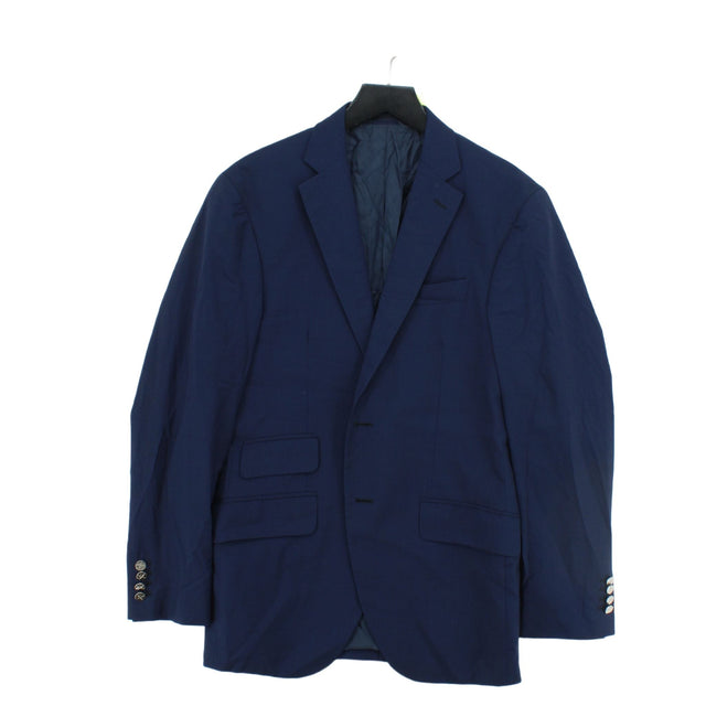 Hackett Women's Blazer UK 12 Blue Wool with Rayon, Silk