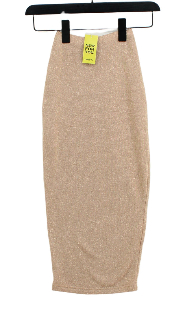 Oh Polly Women's Midi Skirt UK 4 Cream Polyester with Spandex