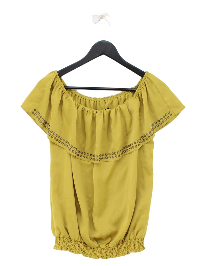 Star By Julien Macdonald Women's Blouse UK 10 Yellow 100% Polyester