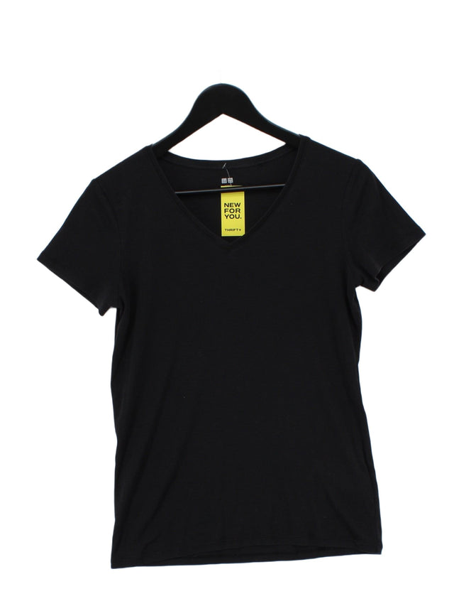 Uniqlo Women's T-Shirt M Black Cotton with Elastane