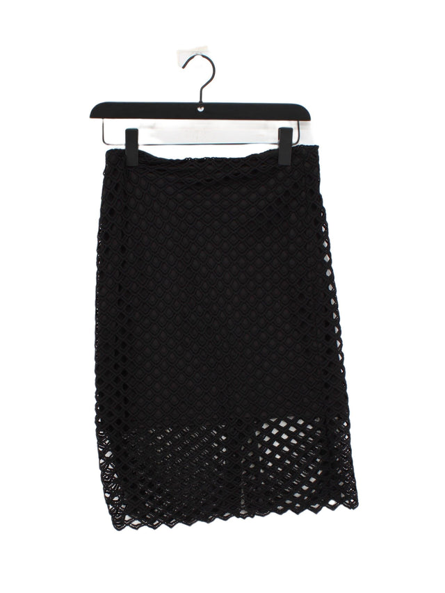 Zara Women's Midi Skirt S Black 100% Polyester