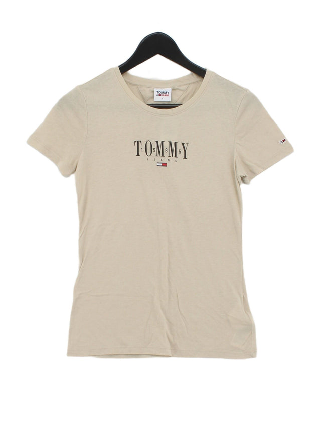 Tommy Jeans Women's T-Shirt S Tan Cotton with Polyester