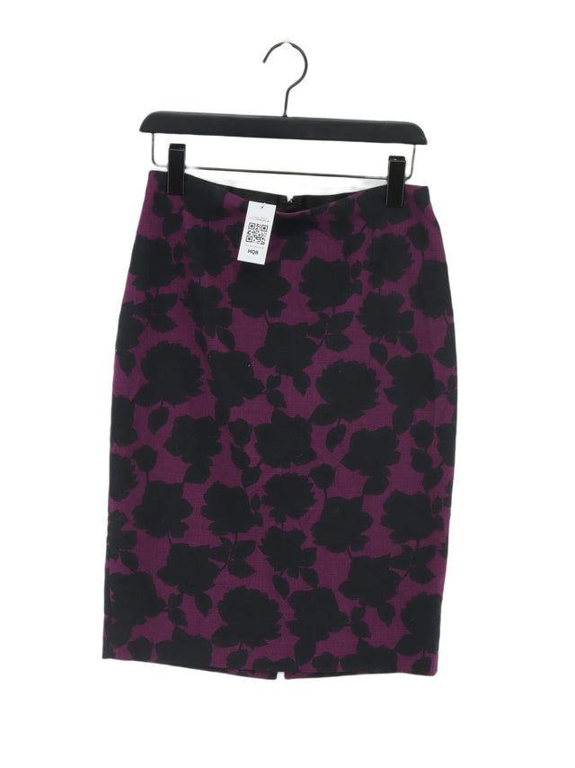 Hobbs Women's Midi Skirt UK 10 Purple Cotton with Elastane, Polyester