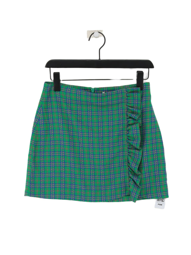 Topshop Women's Mini Skirt UK 10 Green Polyester with Elastane, Viscose