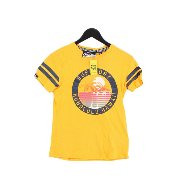 Superdry Women's T-Shirt UK 6 Orange 100% Cotton