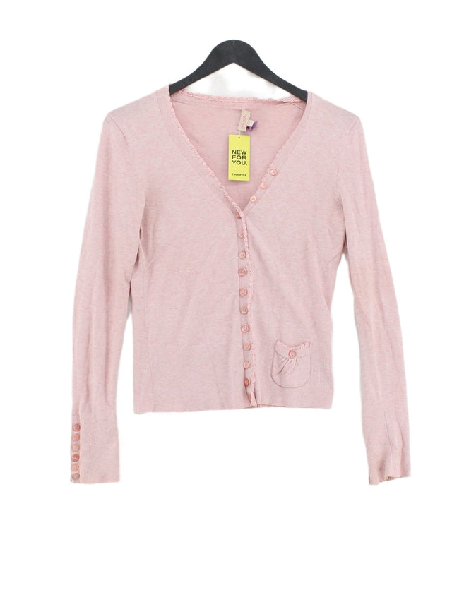 Whistles Women's Cardigan UK 10 Pink Cotton with Elastane, Nylon