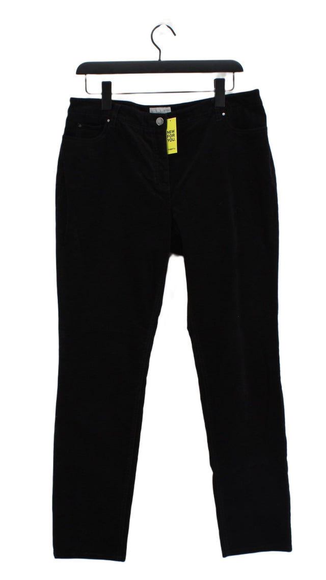 Pure Women's Suit Trousers UK 14 Black Cotton with Elastane