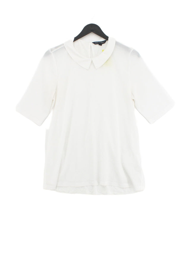 French Connection Women's Top L White Polyester with Lyocell Modal