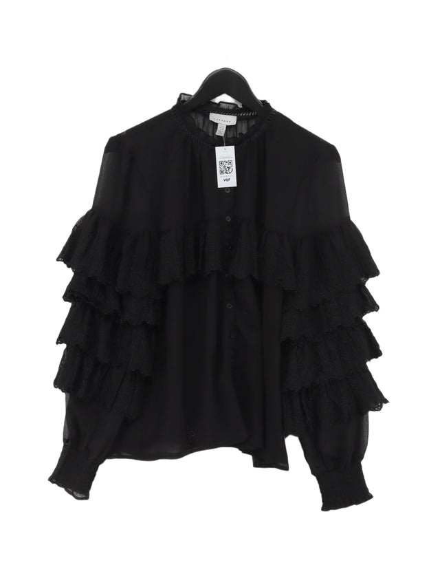 Topshop Women's Shirt UK 16 Black Polyester with Cotton