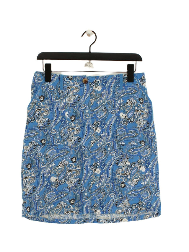 Next Women's Midi Skirt UK 12 Blue Linen with Viscose