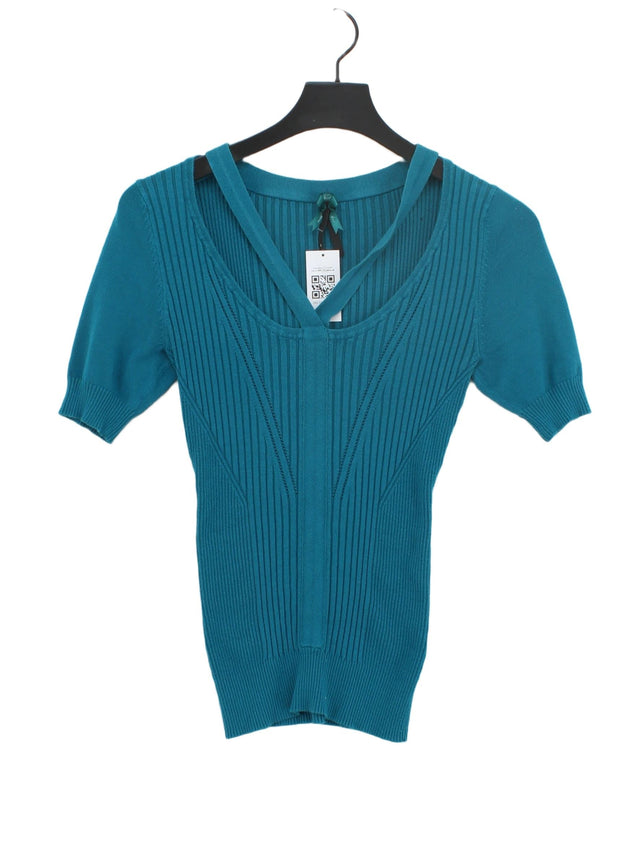 Next Women's T-Shirt UK 8 Blue Viscose with Nylon