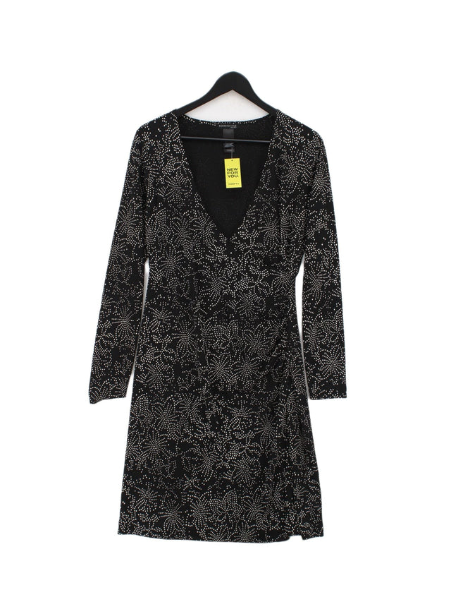 Kenneth Cole Women's Midi Dress L Black 100% Polyester