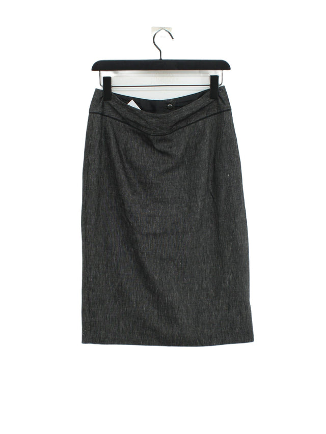Laura Ashley Women's Midi Skirt UK 12 Grey Polyester with Linen, Viscose