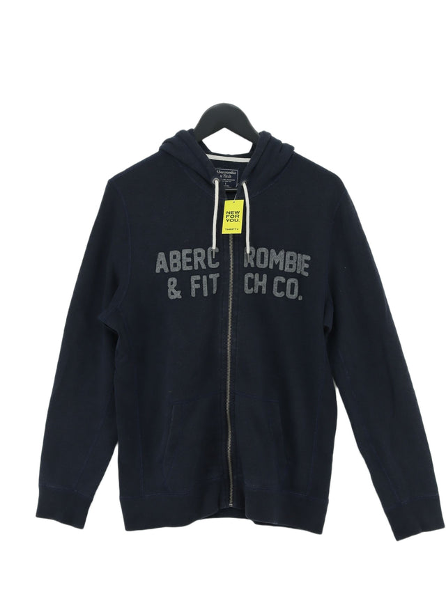 Abercrombie Vintage Men's Hoodie S Blue Cotton with Polyester