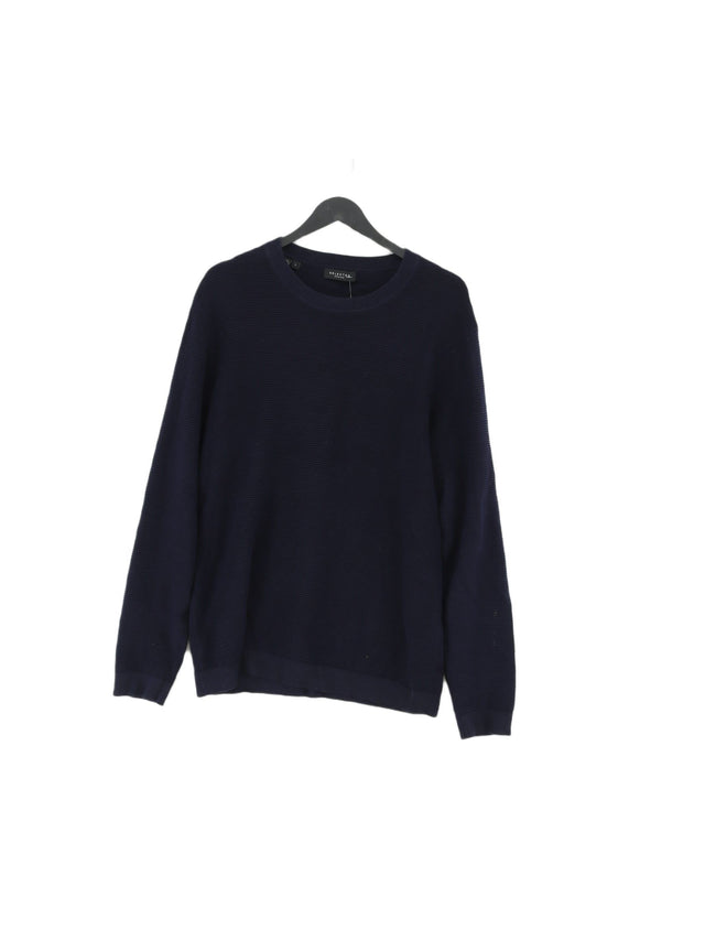 Selected Homme Men's Jumper L Blue 100% Cotton