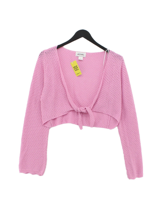 Monki Women's Cardigan S Pink 100% Cotton