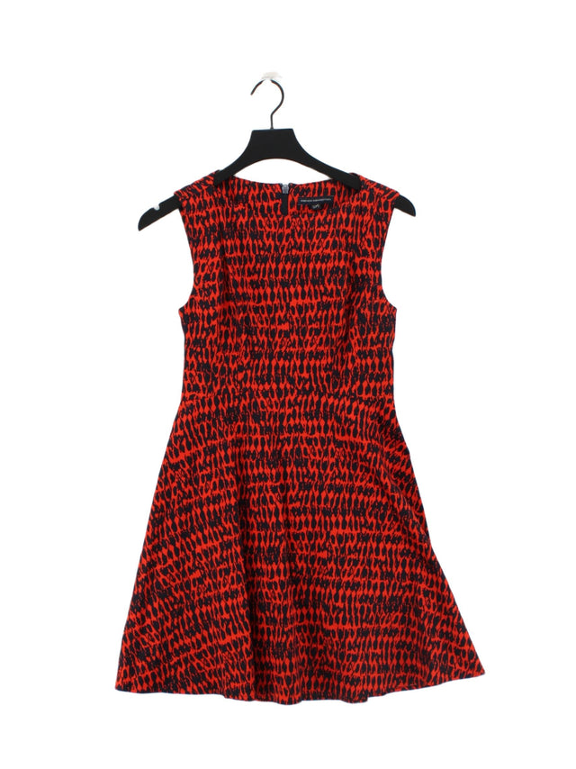 French Connection Women's Midi Dress UK 10 Red Cotton with Elastane